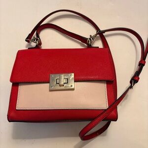 KELLY & KATIE Red and Pink Hand bag with Crossbody Strap